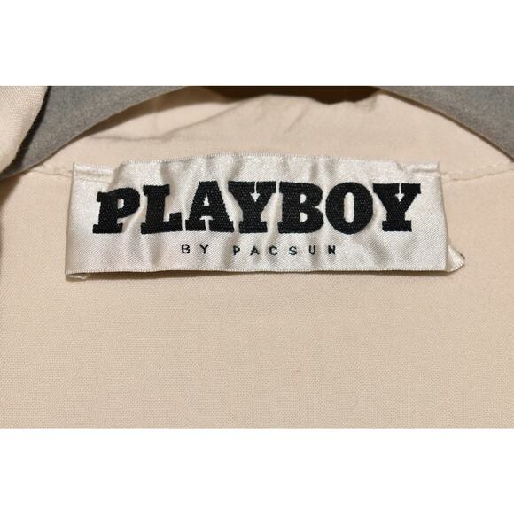 PLAYBOY BY PACSUN $50 Locals Only Relaxed Fit Camp Shirt Off-White‎ Men's Medium - Picture 4 of 5